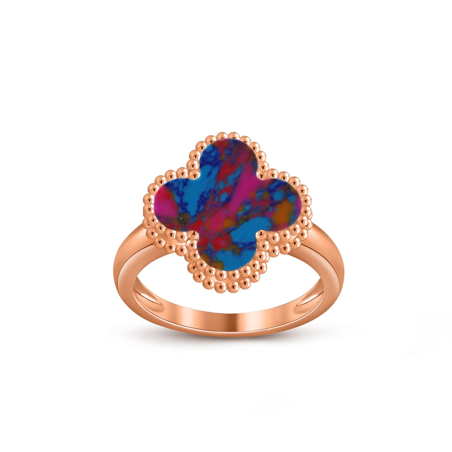 [Elara]LUCKY CLOVER VINTAGE ROSE GOLD RING COLLECTION