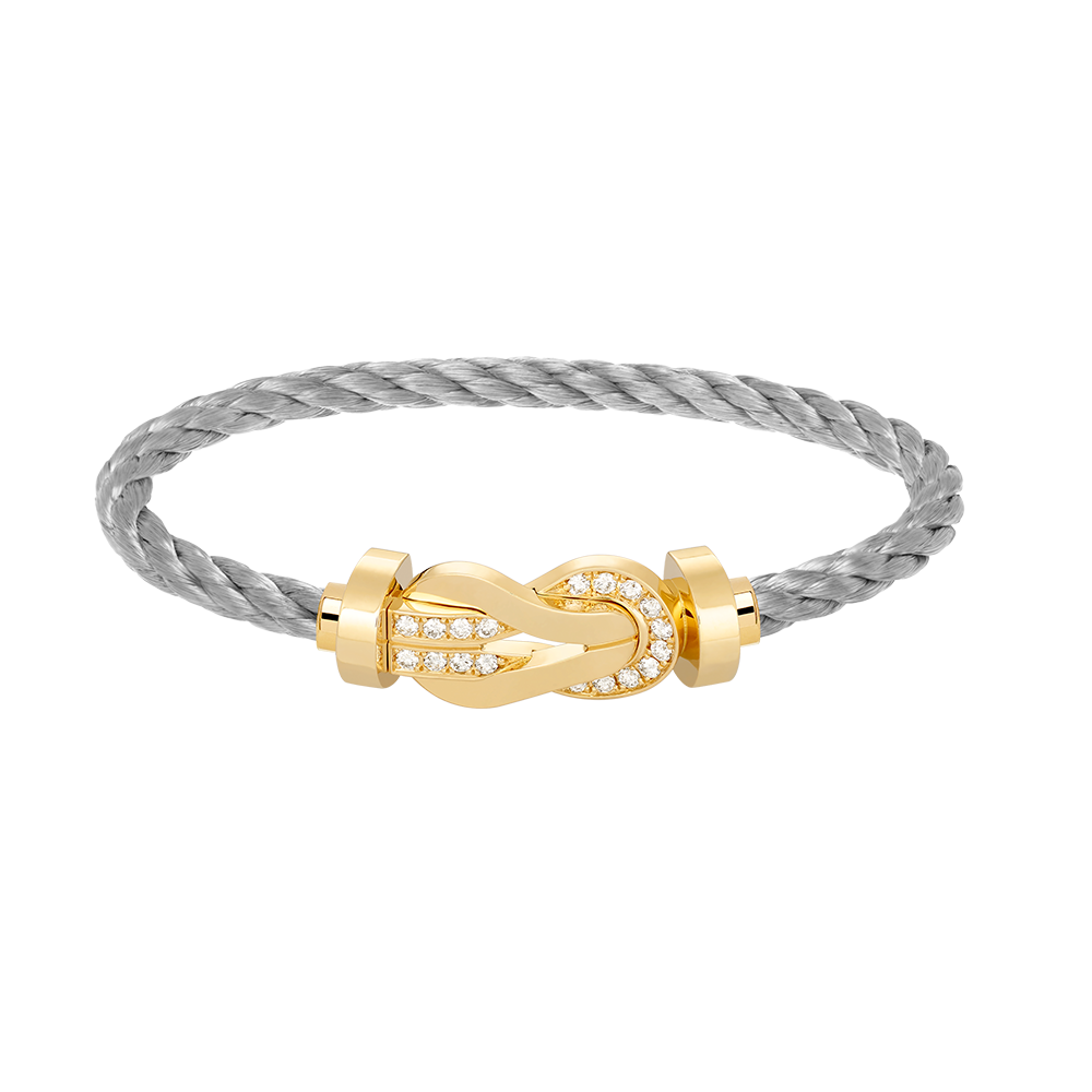 [Elara]LARGE 8-FIGURE BUCKLE HALF DIAMOND BRACELET - GOLD