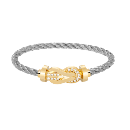 [Elara]LARGE 8-FIGURE BUCKLE HALF DIAMOND BRACELET - GOLD