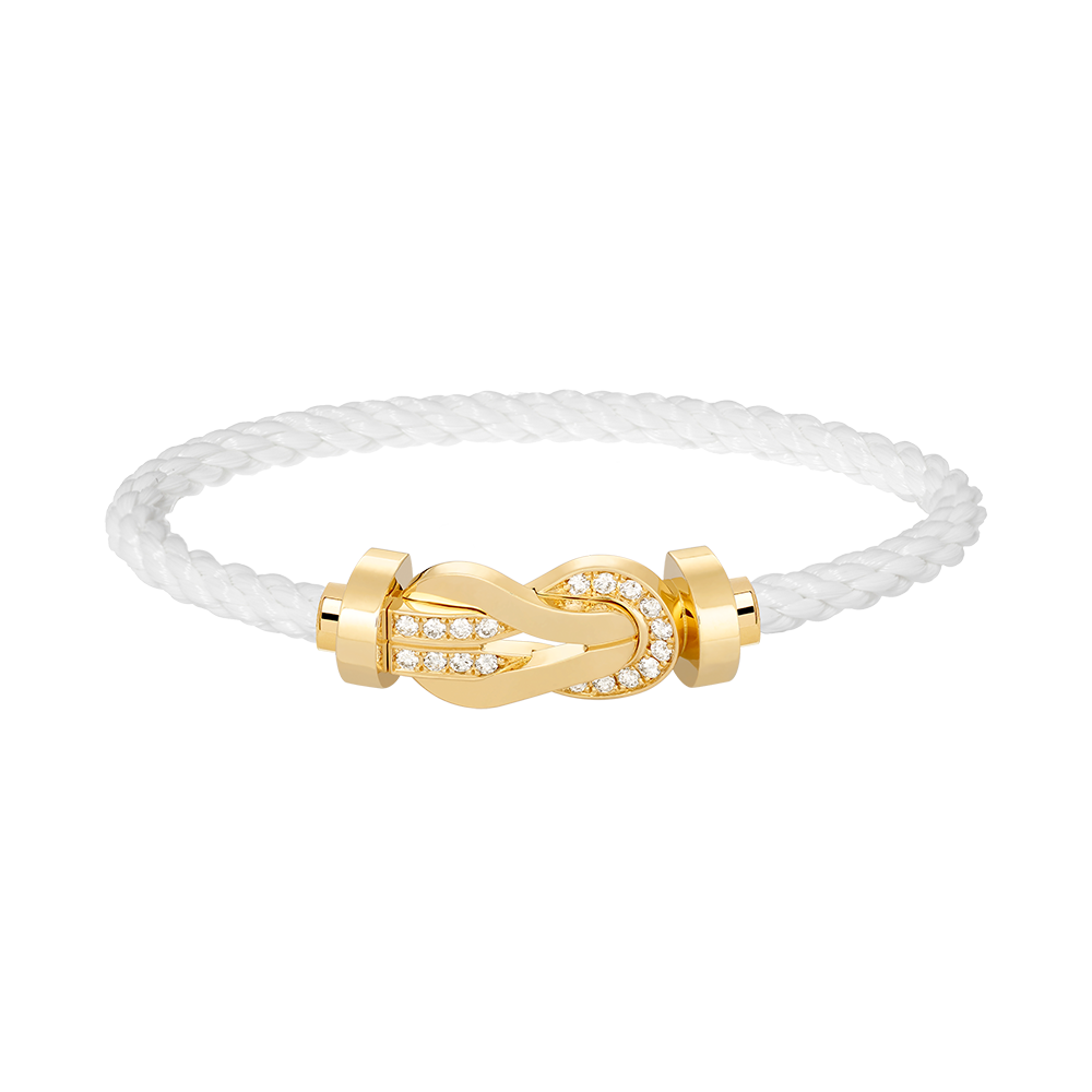 [Elara]LARGE 8-FIGURE BUCKLE HALF DIAMOND BRACELET - GOLD