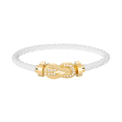 [Elara]LARGE 8-FIGURE BUCKLE HALF DIAMOND BRACELET - GOLD