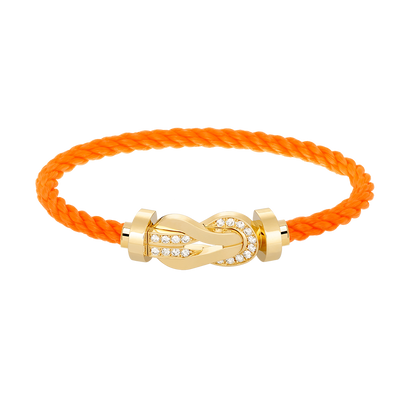 [Elara]LARGE 8-FIGURE BUCKLE HALF DIAMOND BRACELET - GOLD