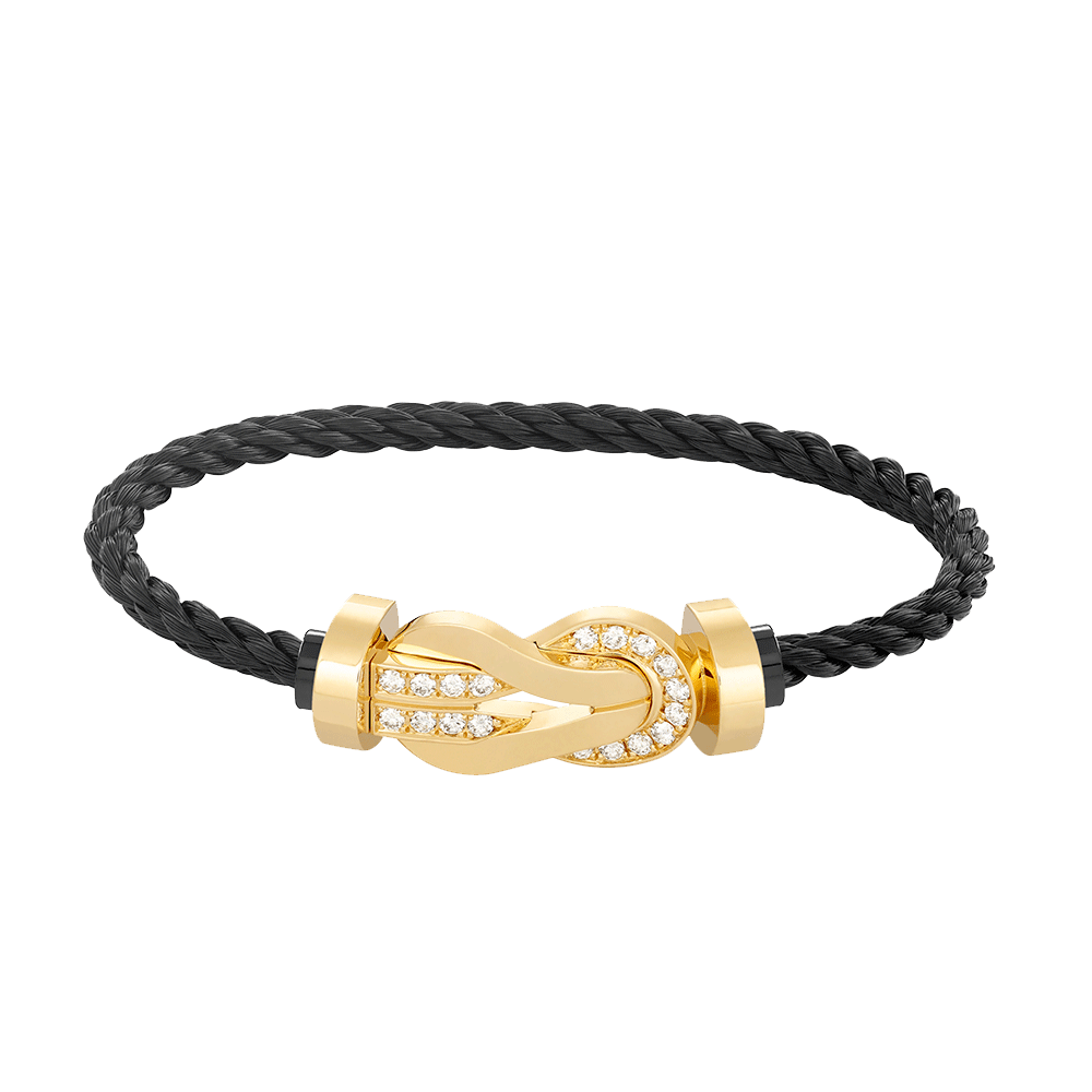 [Elara]LARGE 8-FIGURE BUCKLE HALF DIAMOND BRACELET - GOLD
