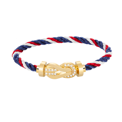 [Elara]LARGE 8-FIGURE BUCKLE HALF DIAMOND BRACELET - GOLD