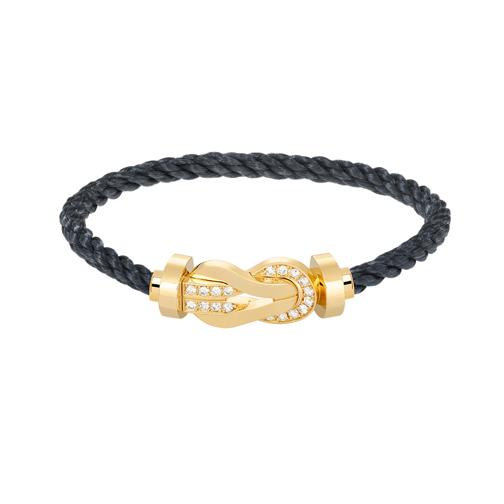 [Elara]LARGE 8-FIGURE BUCKLE HALF DIAMOND BRACELET - GOLD