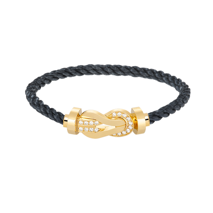 [Elara]LARGE 8-FIGURE BUCKLE HALF DIAMOND BRACELET - GOLD