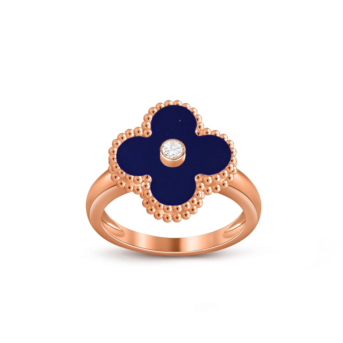 [Elara]LUCKY CLOVER DIAMOND-ACCENT ROSE GOLD RING COLLECTION