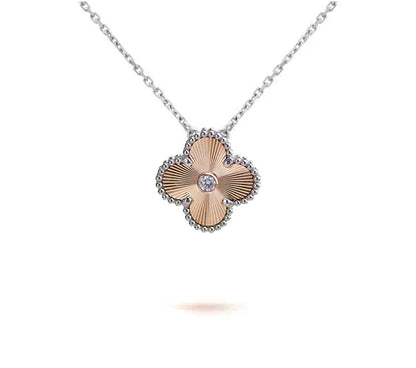 [Elara]15MM KLEEBLÜTEN-ANHÄNGERKETTE WEISSGOLD-KOLLEKTION