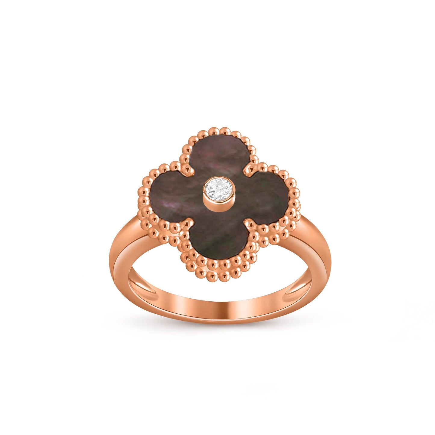 [Elara]LUCKY CLOVER DIAMOND-ACCENT ROSE GOLD RING COLLECTION