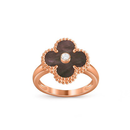 [Elara]LUCKY CLOVER DIAMOND-ACCENT ROSE GOLD RING COLLECTION