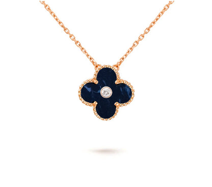 [Elara]15MM CLOVER FLOWER DIAMOND PENDANT NECKLACE COLLECTION