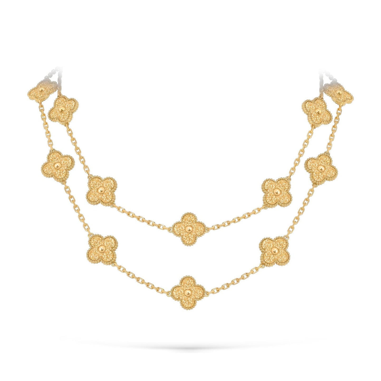 [Elara]CLASSIC 20-MOTIV GLÜCKKLEE-HALSKETTE LANG GOLD KOLLEKTION