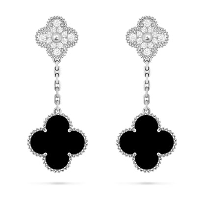 [Elara]CLOVER DUAL-MOTIF STATEMENT STUD EARRINGS - DOUBLE-CHARM COLLECTION