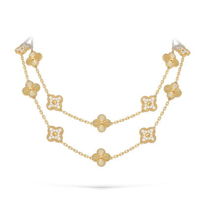 [Elara]CLASSIC 20-MOTIV GLÜCKKLEE-HALSKETTE LANG GOLD KOLLEKTION