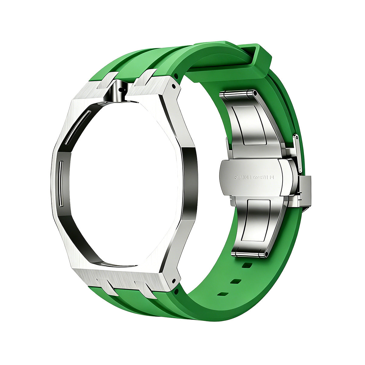 [Elara]OAK POP GREEN STEEL SILICONE STRAP