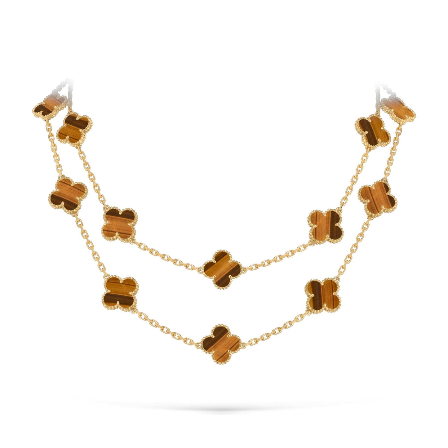 [Elara]CLASSIC 20-MOTIV GLÜCKKLEE-HALSKETTE LANG GOLD KOLLEKTION