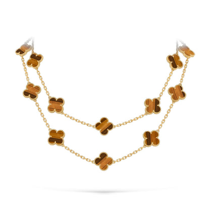 [Elara]CLASSIC 20-MOTIV GLÜCKKLEE-HALSKETTE LANG GOLD KOLLEKTION