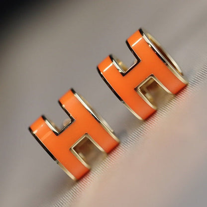 [Elara]MINI POP H EARRINGS ORANGE