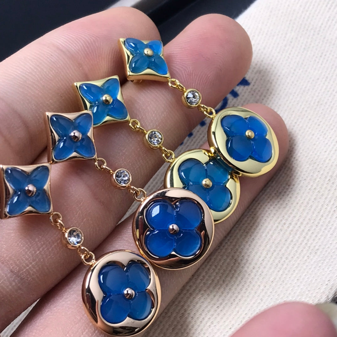 [Elara]STAR AND SUN AGATE DIAMOND EARRINGS
