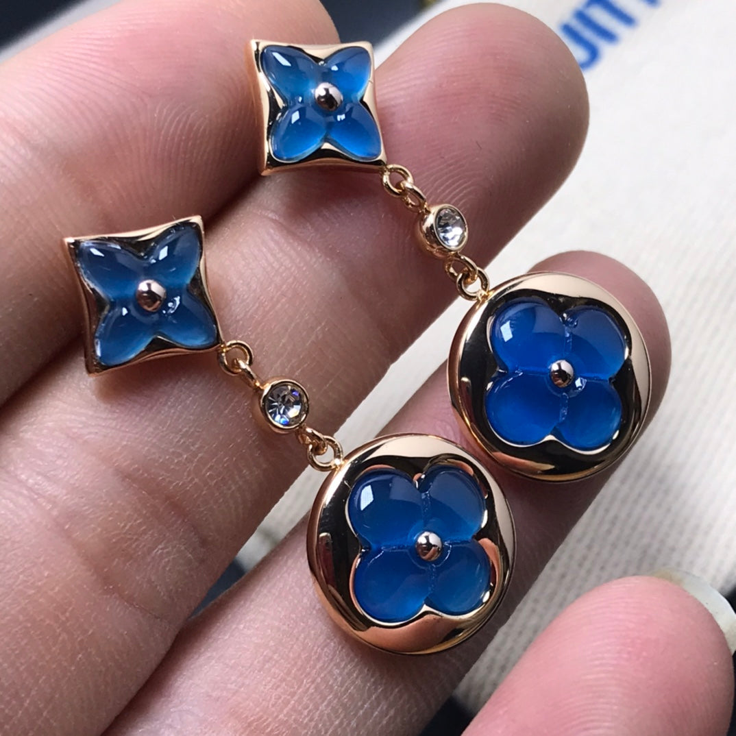 [Elara]STAR AND SUN AGATE DIAMOND EARRINGS