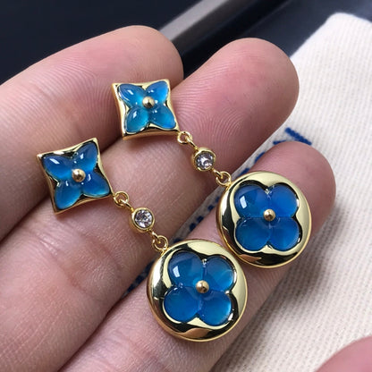 [Elara]STAR AND SUN AGATE DIAMOND EARRINGS