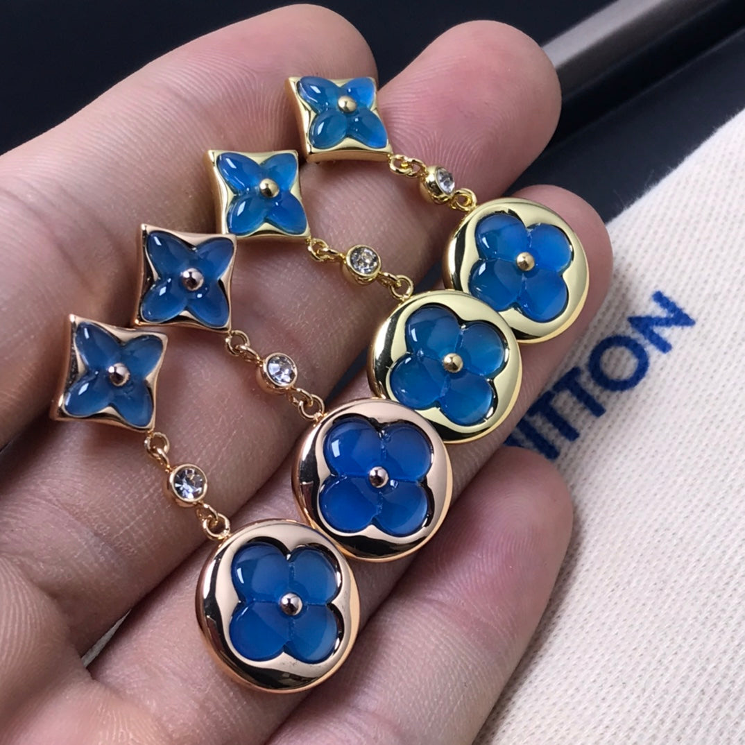 [Elara]STAR AND SUN AGATE DIAMOND EARRINGS