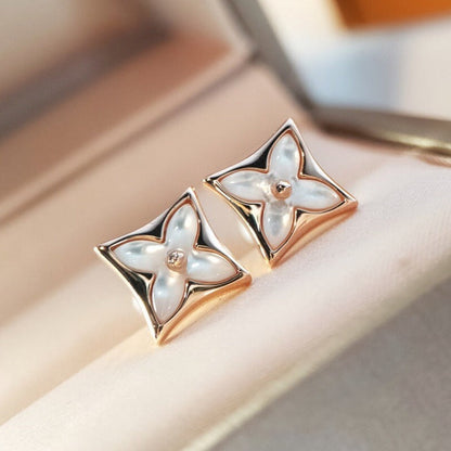 [Elara]STAR MOP ROSE GOLD EARRINGS