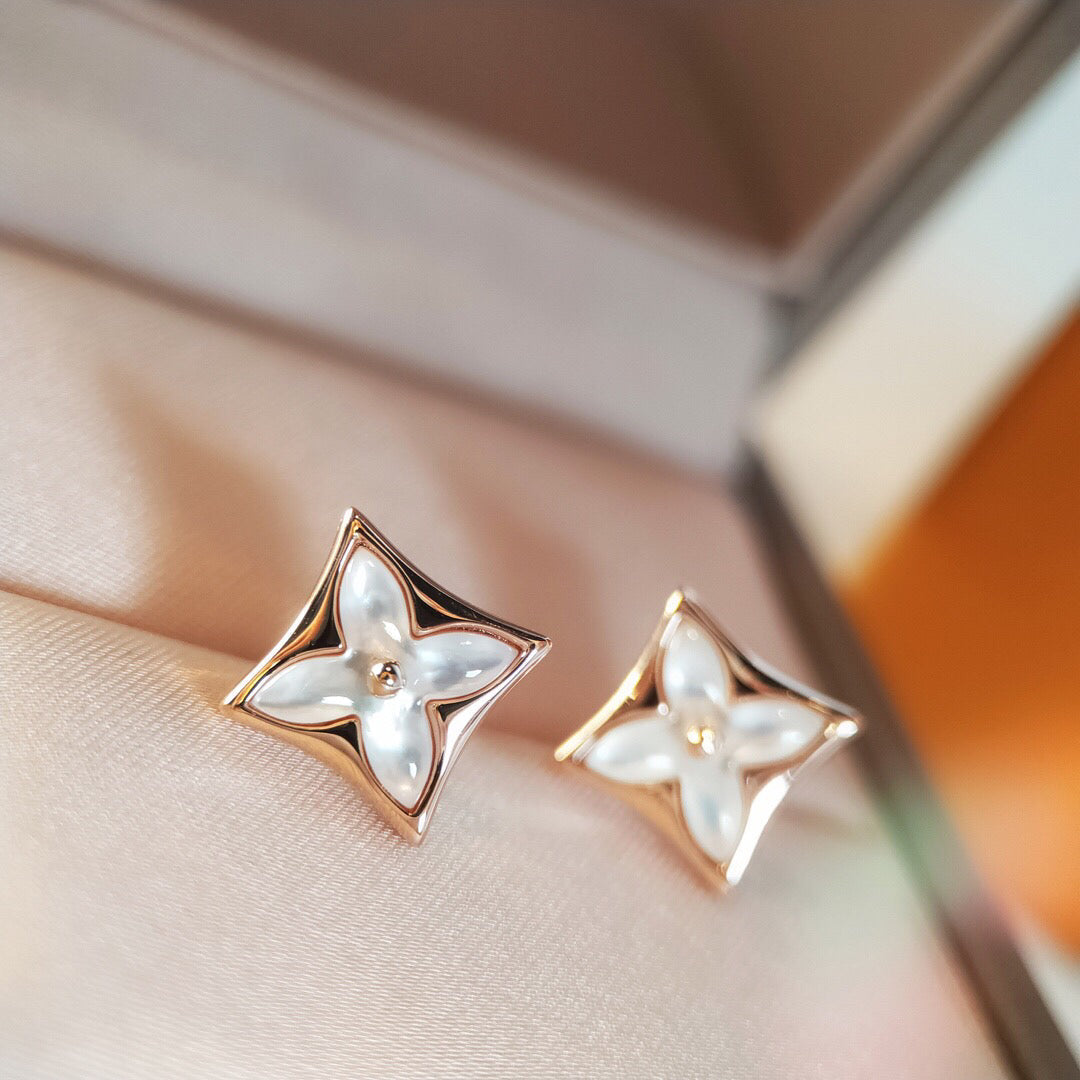 [Elara]STAR MOP ROSE GOLD EARRINGS