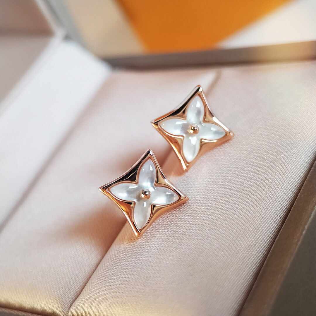[Elara]STAR MOP ROSE GOLD EARRINGS