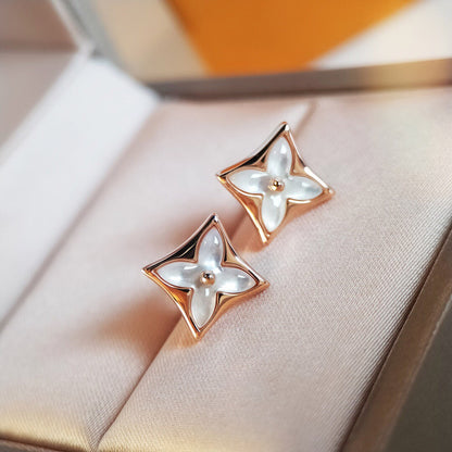 [Elara]STAR MOP ROSE GOLD EARRINGS