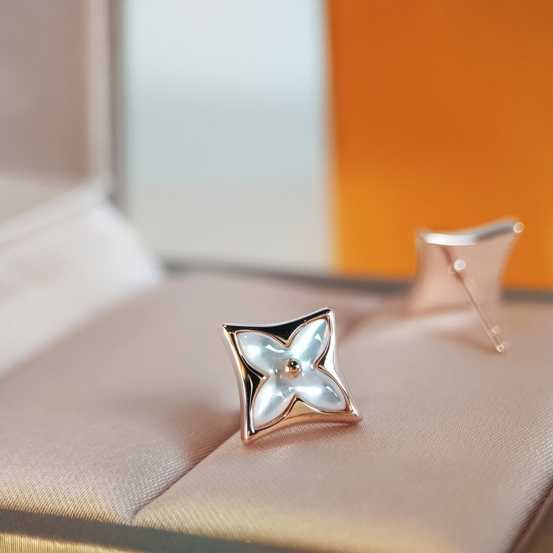 [Elara]STAR MOP ROSE GOLD EARRINGS