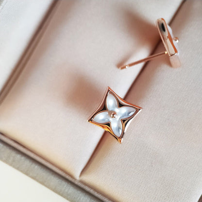 [Elara]STAR MOP ROSE GOLD EARRINGS