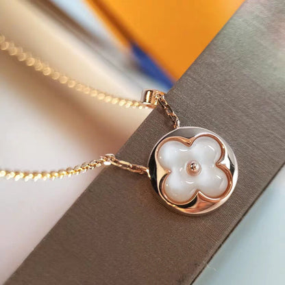 [Elara]SUN MOP GOLD 1 DIAMOND NECKLACE