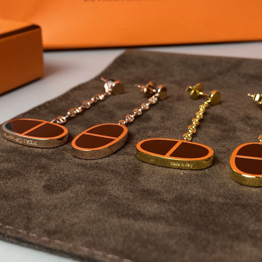 [Elara]CHAINE VERSO BLACK CERAMIC EARRINGS