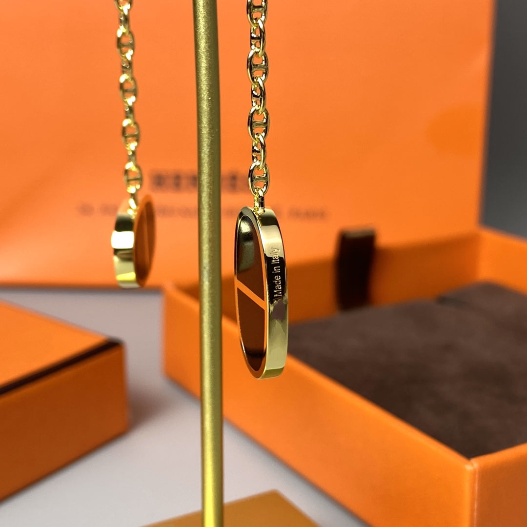 [Elara]CHAINE VERSO BLACK CERAMIC EARRINGS