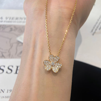 [Elara]PAVÉ DIAMANT BLUMEN ANHÄNGER HALSKETTE