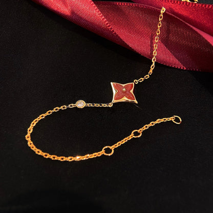 [Elara]COLOR STAR CARNELIAN ROSE GOLD DIAMOND BRACELET