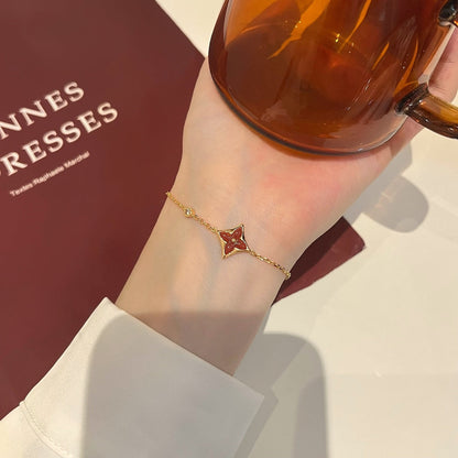 [Elara]COLOR STAR CARNELIAN ROSE GOLD DIAMOND BRACELET