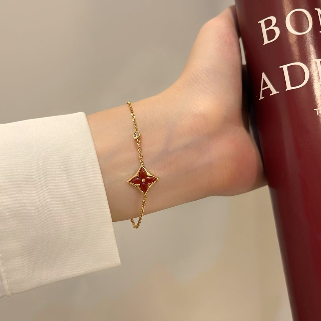 [Elara]COLOR STAR CARNELIAN ROSE GOLD DIAMOND BRACELET