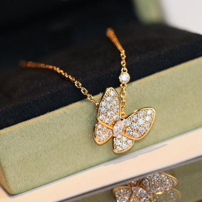 [Elara]HALSKEKETTE MIT SCHMETTERLING-DIAMANT-ANHÄNGER