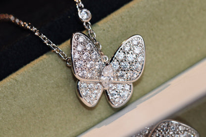 [Elara]HALSKEKETTE MIT SCHMETTERLING-DIAMANT-ANHÄNGER