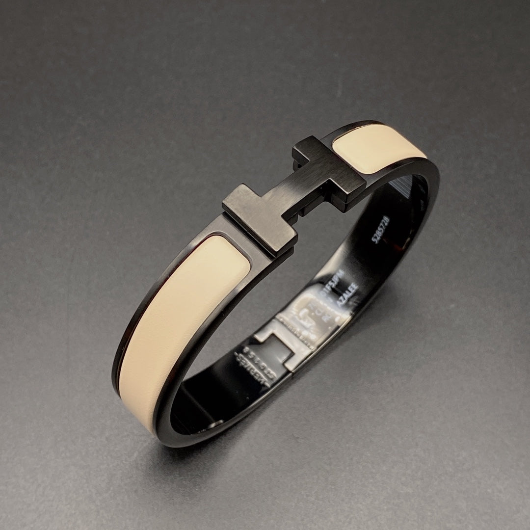 [Elara]H BRACELET 12MM BLACK BEIGE CERAMIC