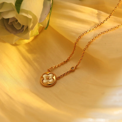 [Elara]SUN PEDANT ROSE GOLD 1 DIAMOND NECKLACE