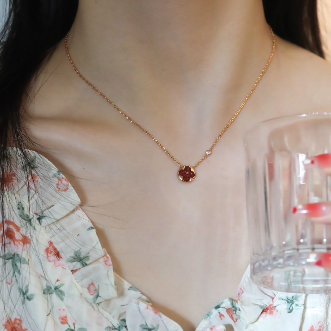 [Elara]SUN PEDANT ROSE GOLD 1 DIAMOND NECKLACE
