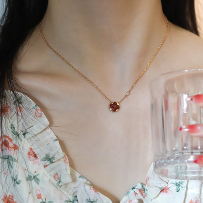 [Elara]SUN PEDANT ROSE GOLD 1 DIAMOND NECKLACE