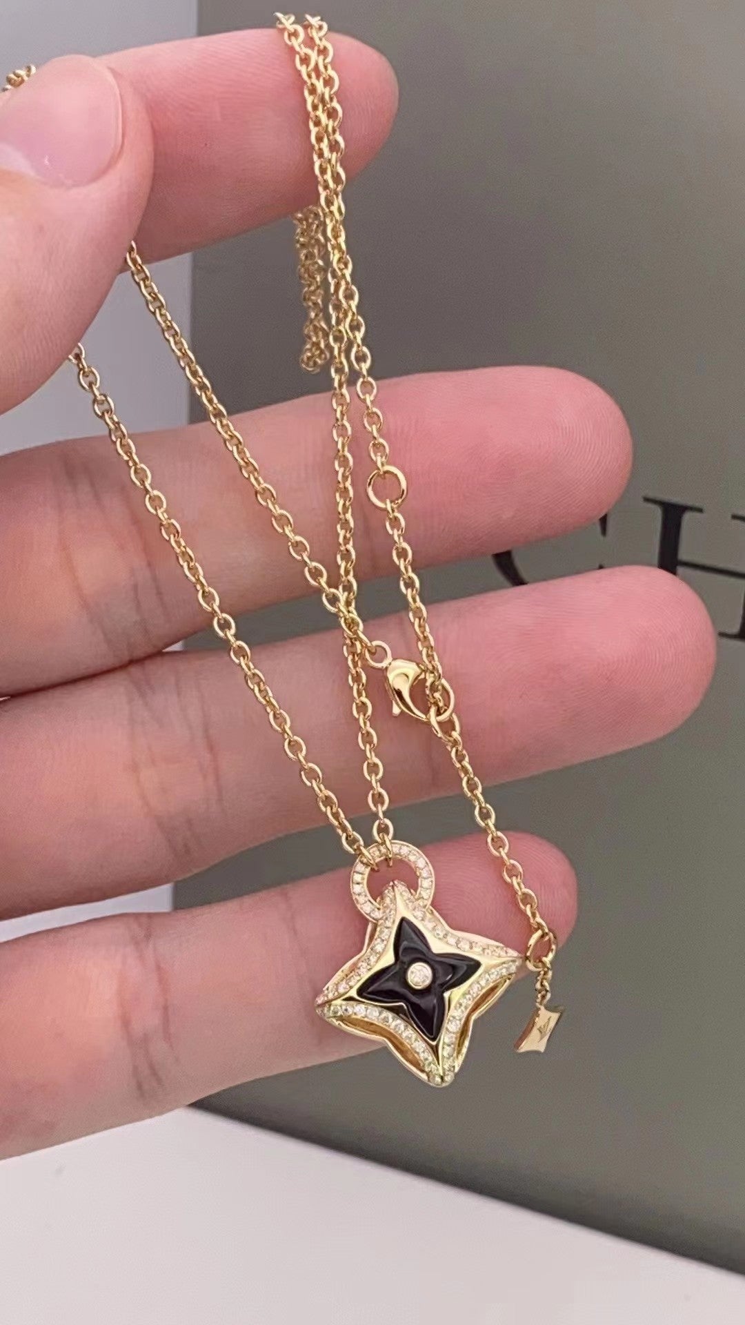 [Elara]STAR PEDANT ROSE GOLD DIAMOND NECKLACE