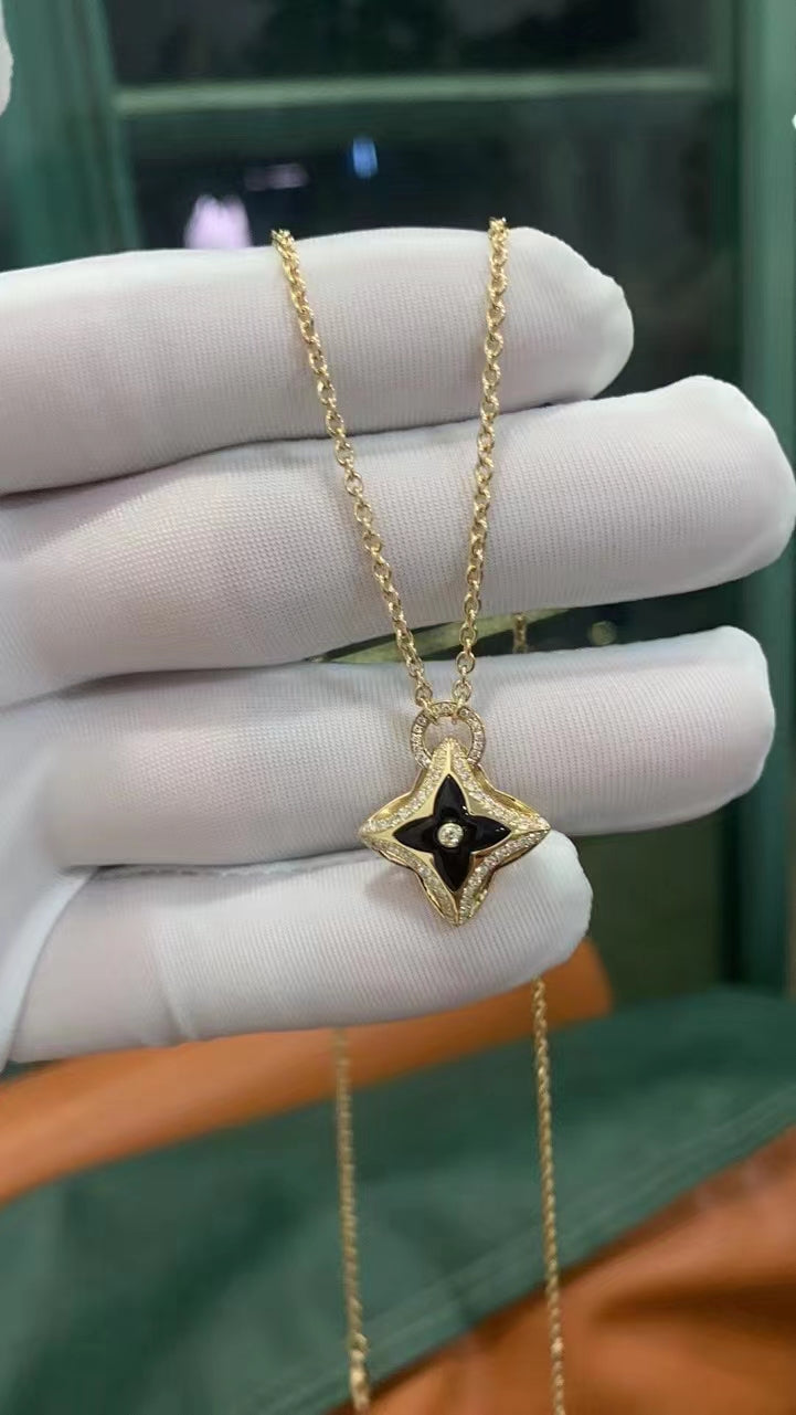 [Elara]STAR PEDANT ROSE GOLD DIAMOND NECKLACE