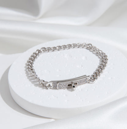 [Elara]KELLY CHAIN SILVER DIAMOND BRACELET