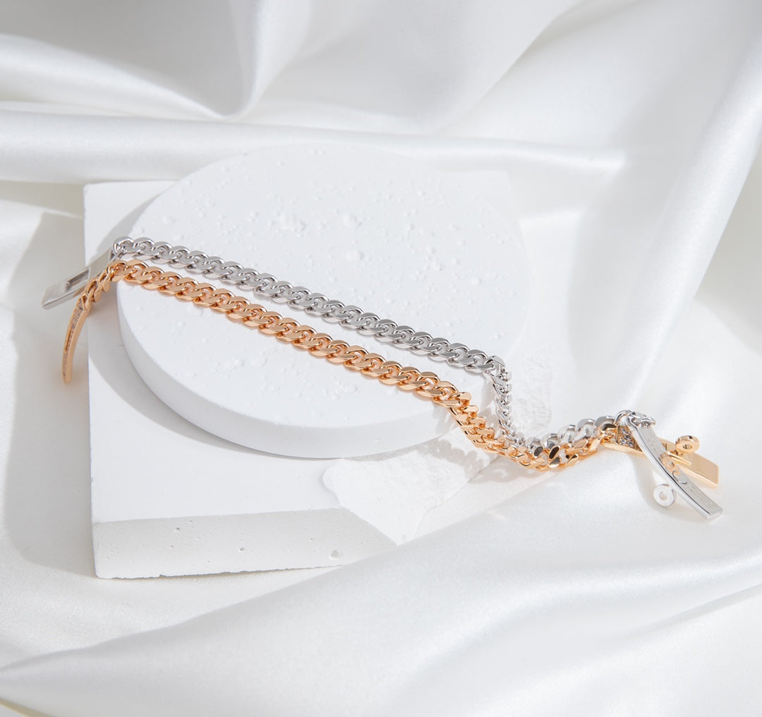 [Elara]KELLY CHAIN SILVER DIAMOND BRACELET