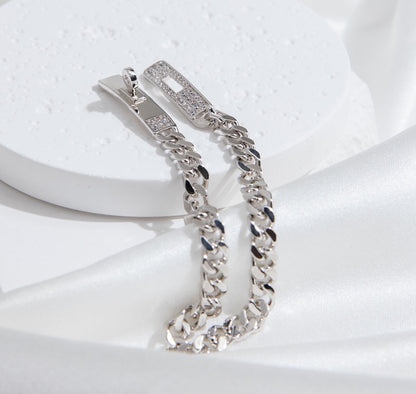 [Elara]KELLY CHAIN SILVER DIAMOND BRACELET